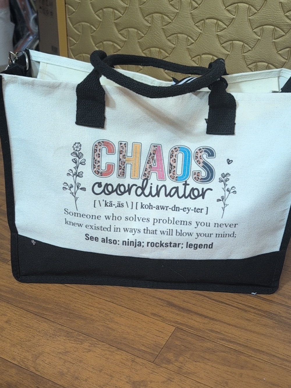 Chaos Coordinator Canvas Tote Bag - Black & White